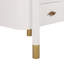 Table de chevet blanche moderne à 2 tiroirs avec poignées en métal pour la chambre à coucher