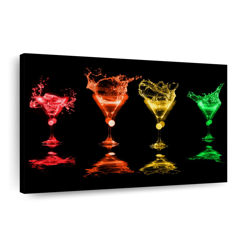 «Colorful Cocktail Drinks», reproduction sur toile tendue, H 8 po x l 12 po x P 1 po