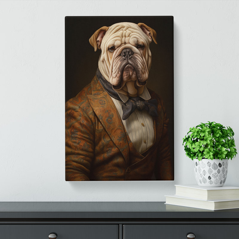 British Bulldog Classicism - Wrapped Canvas, 50cm H x 35cm W x 3cm D
