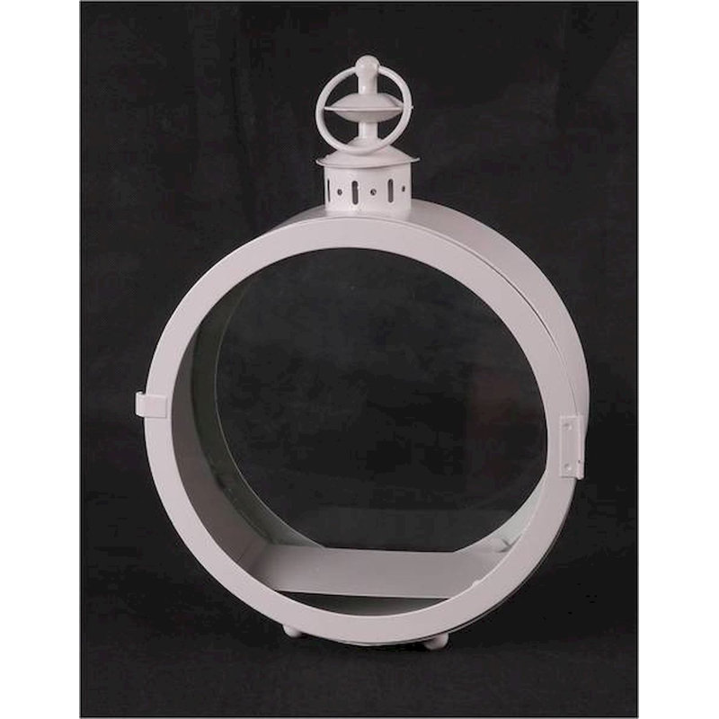 14'' H Metal Tabletop Lantern, White