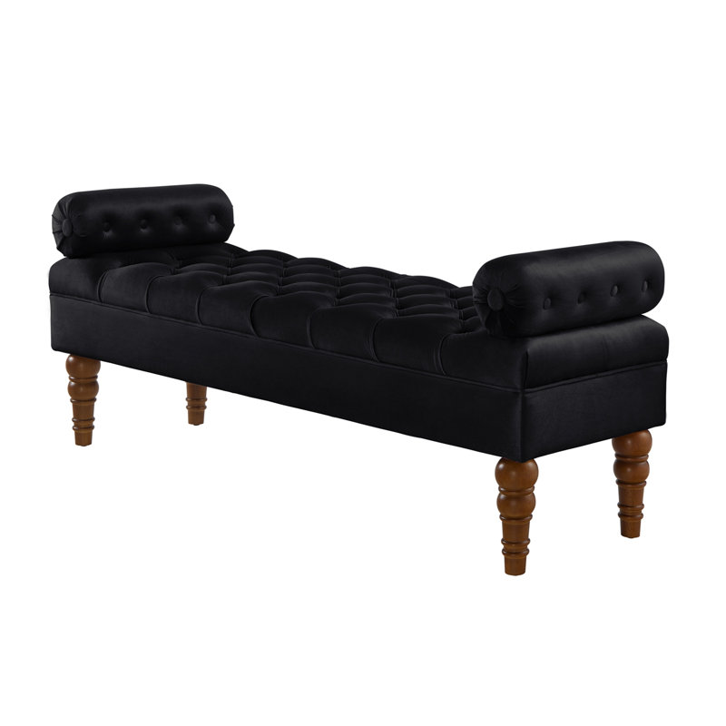 Velvet Long bed Bench for Bedroom, Black