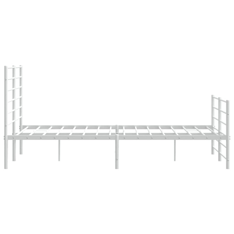Metal Bed Frame with Headboard & Slats, No Mattress, Easy Assembly, Full/Double, White