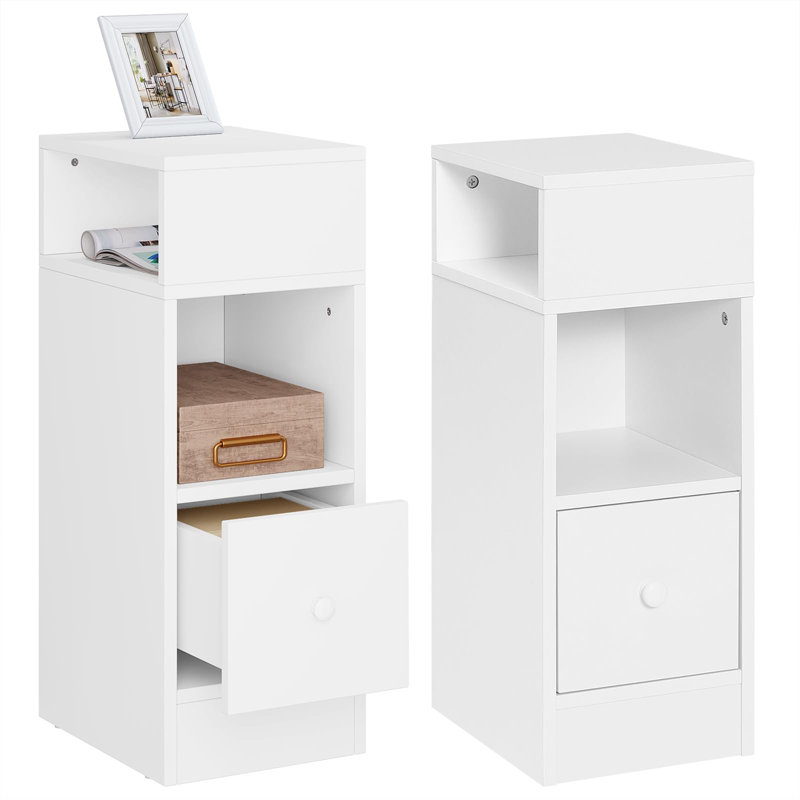 Bailen 25cm W Manufactured Wood Bedside Table, White