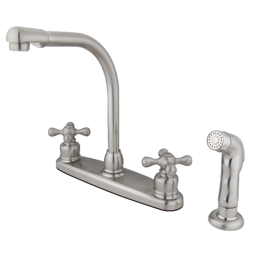 Kingston Brass Victorian Two-Handle 4-Hole 8" Centerset Kitchen Faucet with Side Sprayer Kingston Brass 