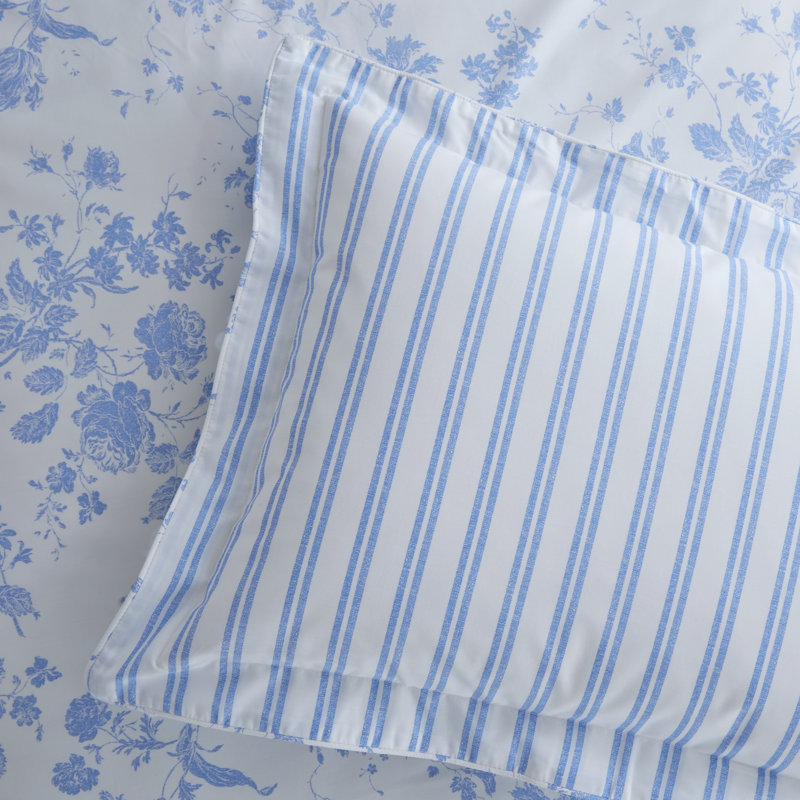 Izetta Cotton Blend Percale Pillow Case, Blue