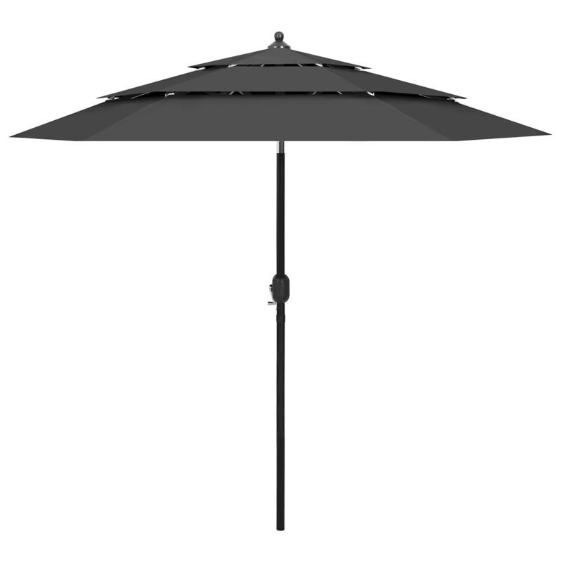  Parasol rond en aluminium thermolaqué inclinable, H 90,2 po x l 98,4 po x P 98,4 po, Anthracite