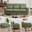 3-Seater Corduroy Sofa with 2 Throw Pillows, Deep-Seated Upholstered Couch with Square Arms, Cosy Living Room Furniture-1896916641