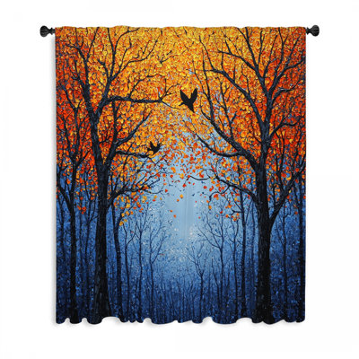 Autumn Forest Window Curtains, Nature Blockout & Sheer Curtains - 1 Panel
