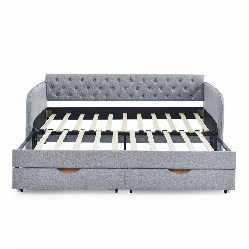 Lit de jour simple extensible avec lit gigogne, Grey