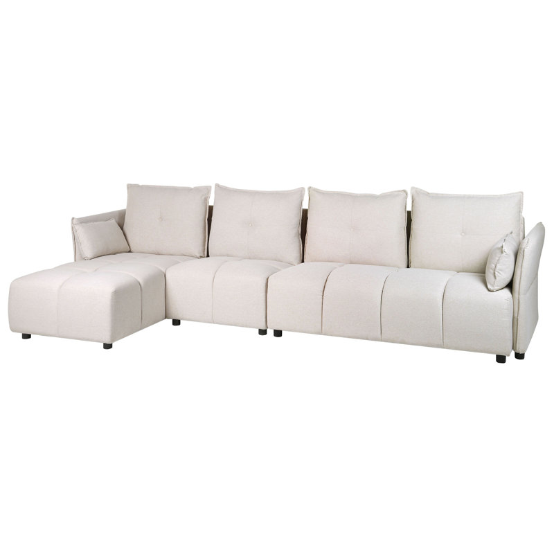 Aidas 4 Seater Sofa & Chaise, Beige