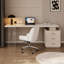 Bureau frangé rectangulaire beige / blanc + bois manufacturé + acrylique avec bureau à 3 tiroirs-1977916463-1977916456
