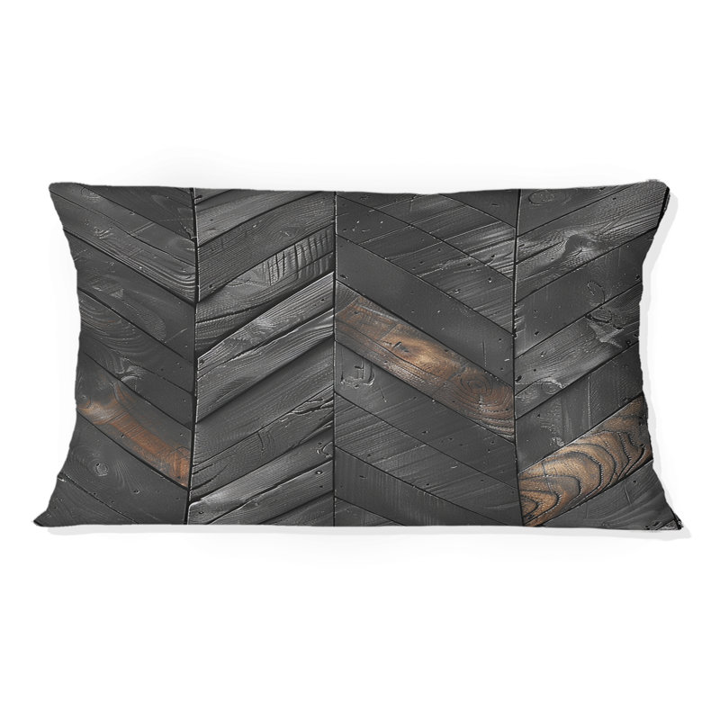 Rétro charme de chevron en bois de grange III - oreiller champêtre, H 12 po x l 20 po, Forme rectangulaire