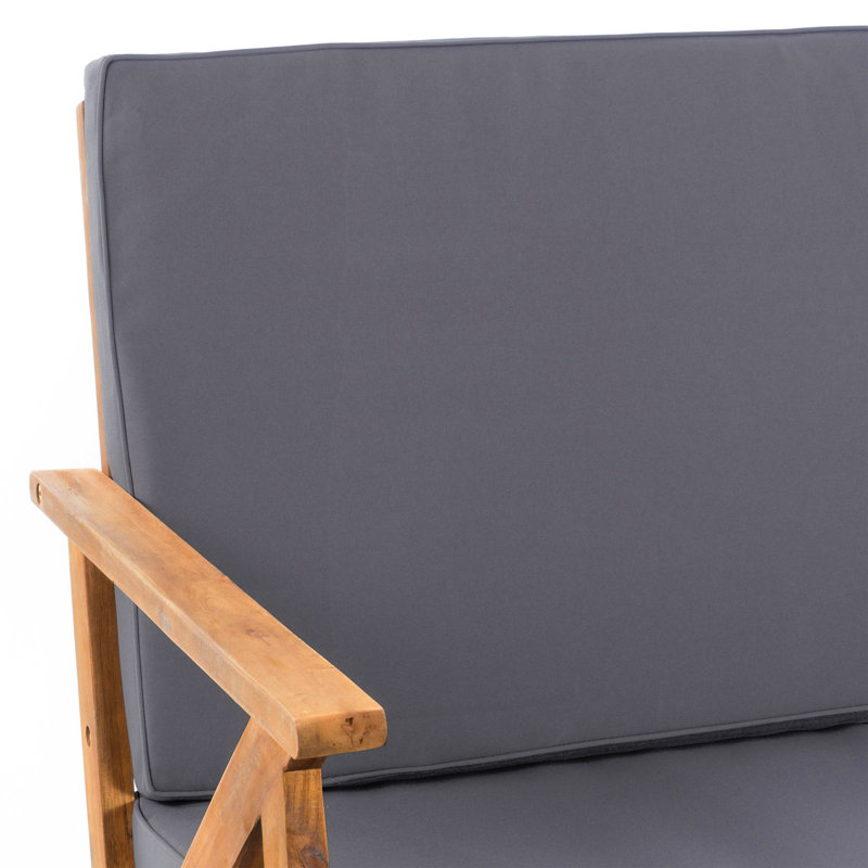 Ensemble de sièges d'extérieur 4 pièces avec bois et tissu imperméable - Comprend, 2 fauteuils club, une table basse, un tissu de conversation pour l'extérieur