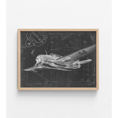 «Adalheida Flight Schéma II» par Ethan Harper, reproduction, esquisse d'avion encadrée, tableau noir, décor aéronautique noir et blanc, art mural encadré