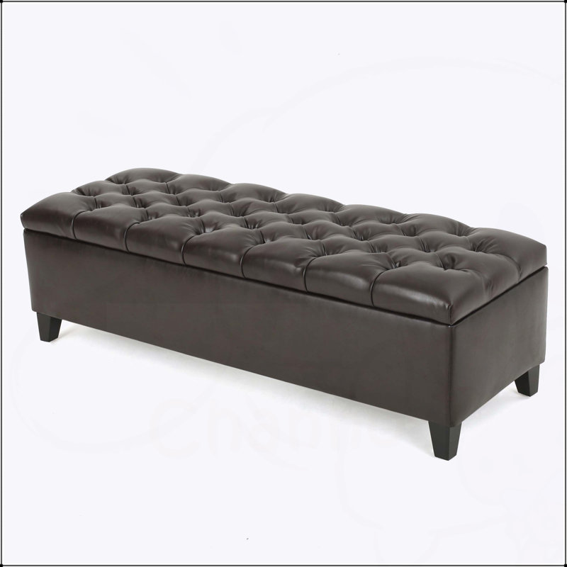 Banc repose-pieds avec rangement, polyuréthane brun foncé, Marron foncé