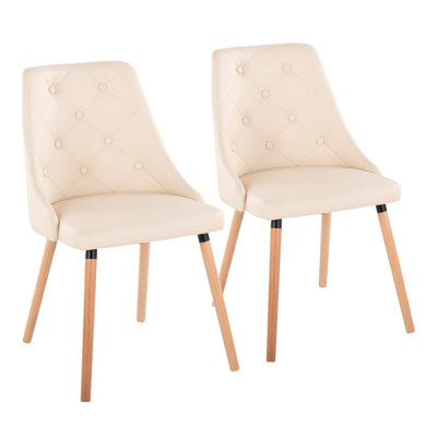 Chaises d'appoint rembourrées en similicuir Paco avec pieds fuselés en bois