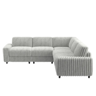 Lirien Furry Channel Fabric Down-Filled Sectional Sofa - L-Shape Sectional