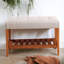 Banc en tissu et finition chêne-698436966