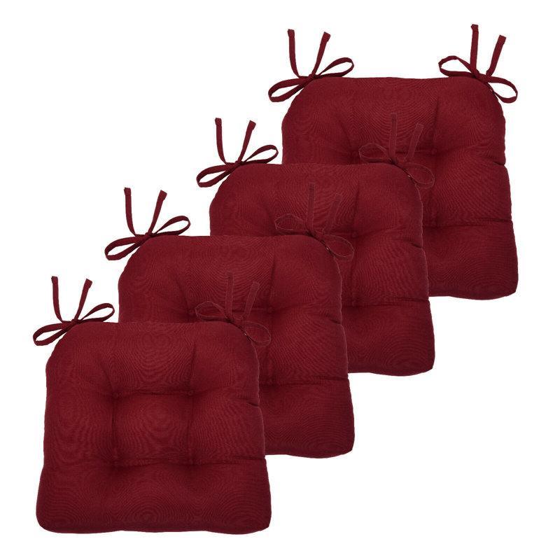 Coussin de siège d'extérieur 4 pièces Red Barrel Studio® l 15 po x P 16 po, Rouge