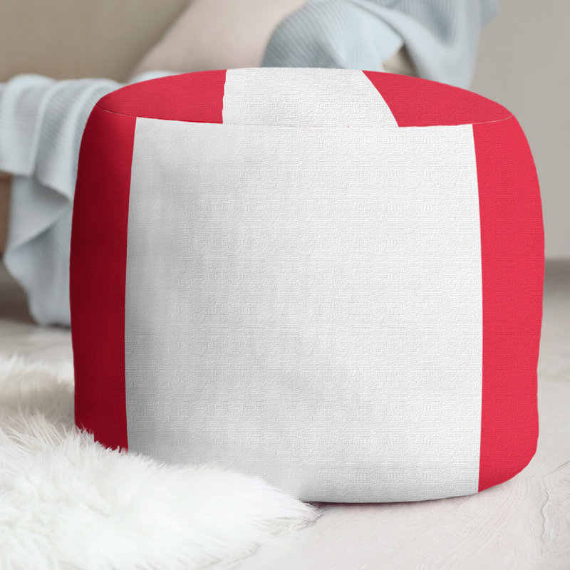 Repose-pieds cubique 21" nebraska, Rouge / blanc / rouge