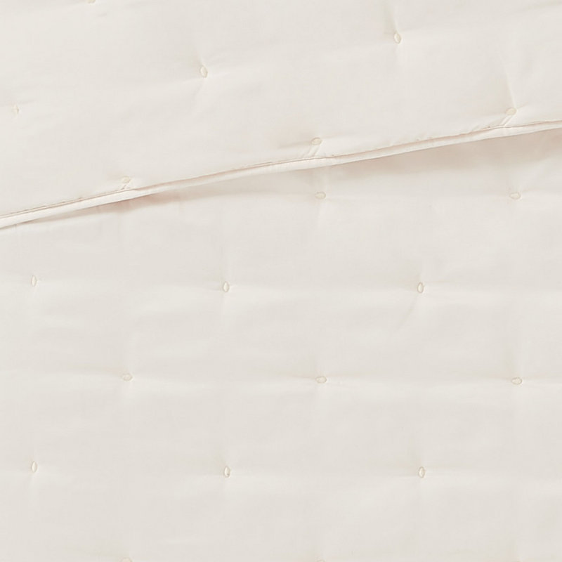 Ivory Twin Microfiber Quilt Set with Gathered Embellishment