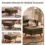 Repose-pieds rembourré Mid-Century de 29,7 po de largeur Havens, repose-pieds en similicuir avec pieds en bois massif, tabouret de table basse pour le salon, la chambre à coucher et le vestibule-2135632857