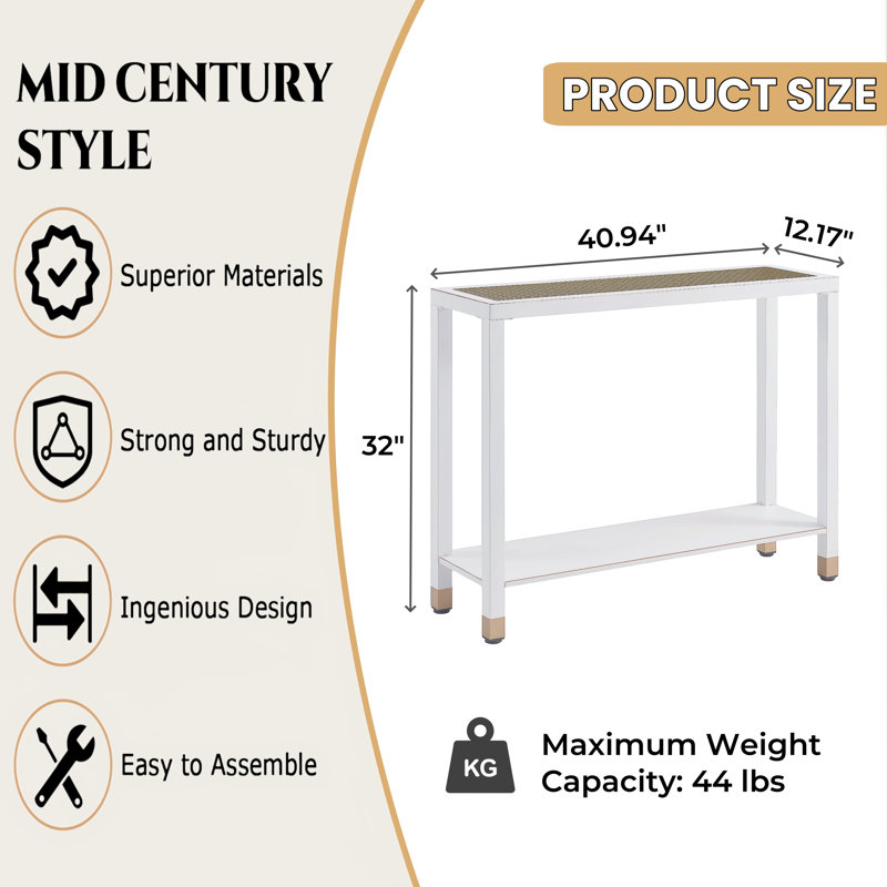 41" Console Table, White
