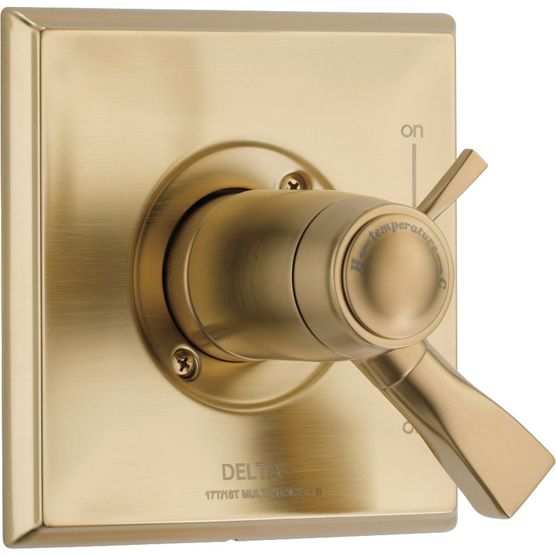 Robinet thermostatique pour baignoire et douche Dryden, Bronze-Champagne lustré