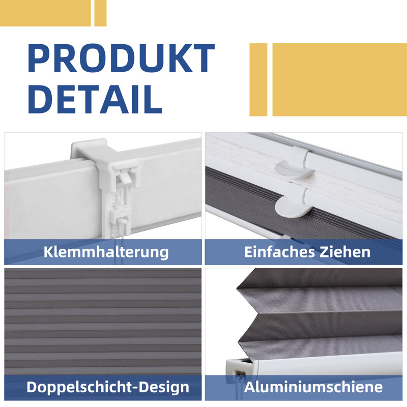 Blackout Pleated Blind, 75cm W x 200cm L