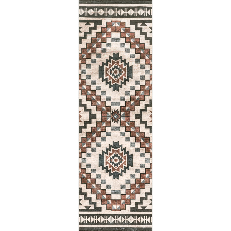 Leighton SpinClean Machine Washable Southwestern Medallion Area Rug, Runner 2'6" x 8'