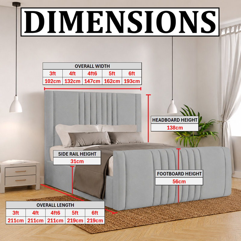 Bennit Upholstered Ottoman Storage Bed, White, Super King (6')