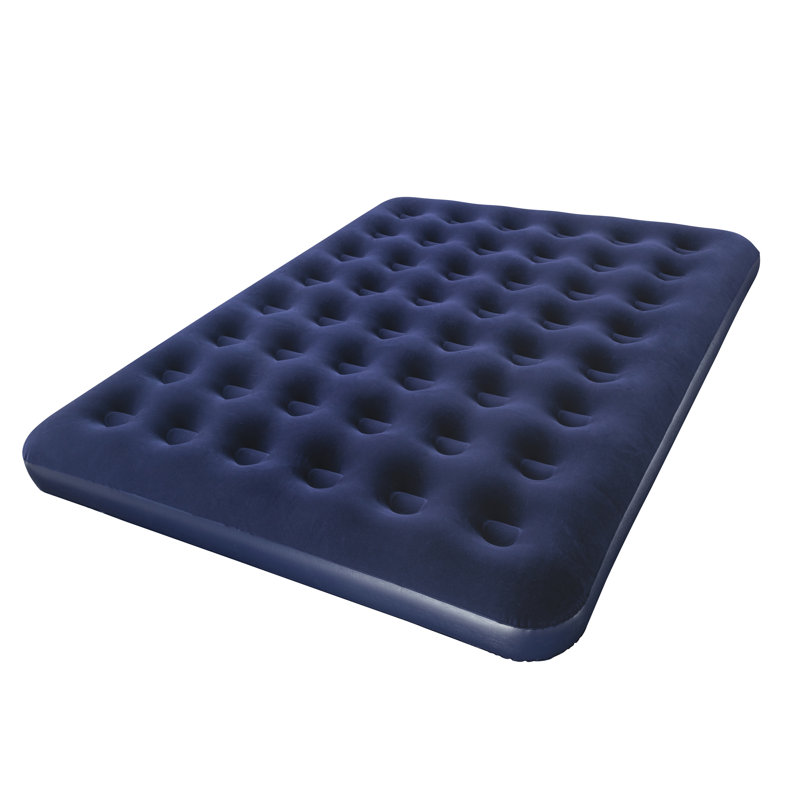 Blue Queen Flocked Air Mattress with Pump