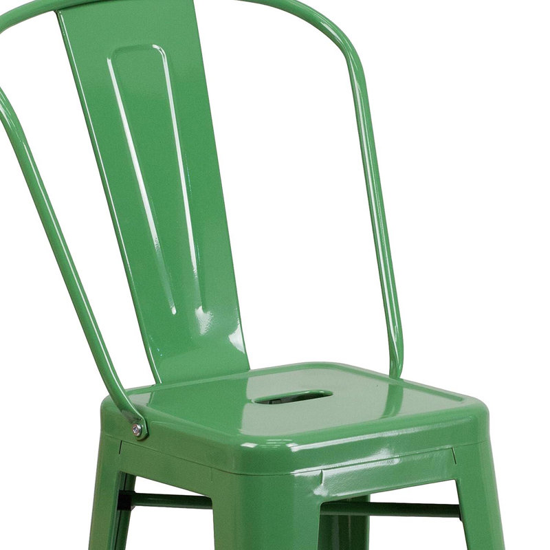 Anastassios Industrial Style Stool Chair- Modern Metal Galvanised Steel, Green, Counter Stool (61.6cm Seat Height)