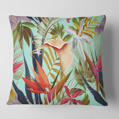 Tropical VIntage Flowers II - Tropical Printed Pillow