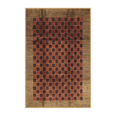 Tapis contemporain brun / rouge