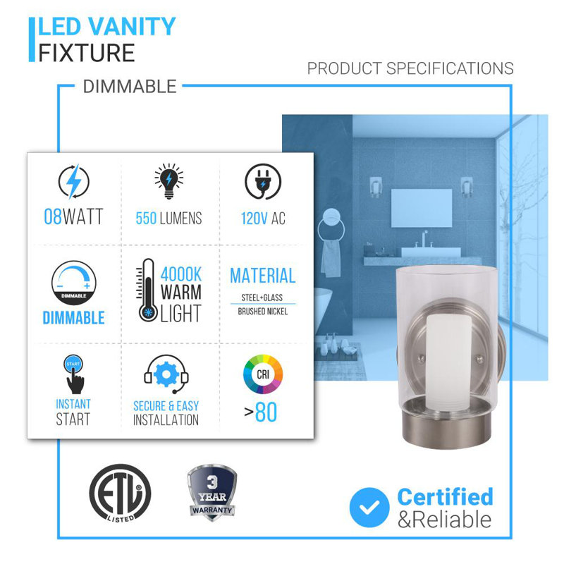 4 - Light Dimmable LED Vanity Light