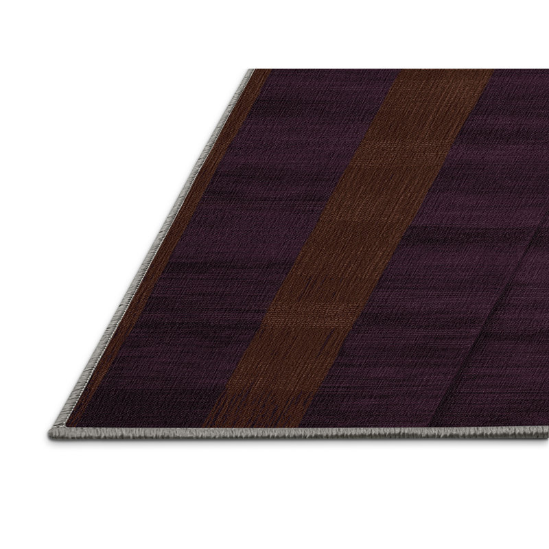 Machine Washable Checkered Brown Area Rug, Rectangle 2' x 3'
