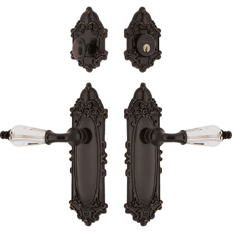 Nostalgic Warehouse Victorian Entry Set with Parlour Crystal Lever, 2.75, Timeless Bronze