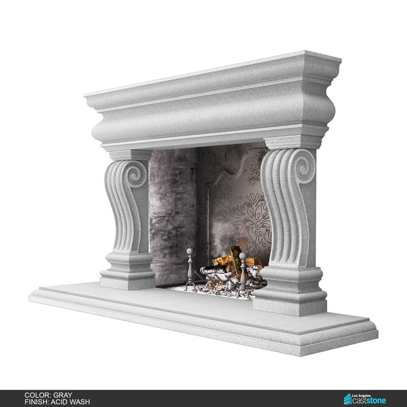 Tigran IV Fireplace Surround, Acid Wash Gray