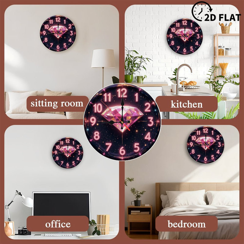 Horloge galaxie diamant rose