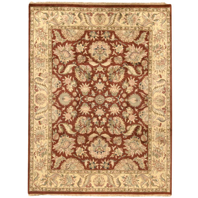 Tapis rouille et crème noué à la main de haute qualité