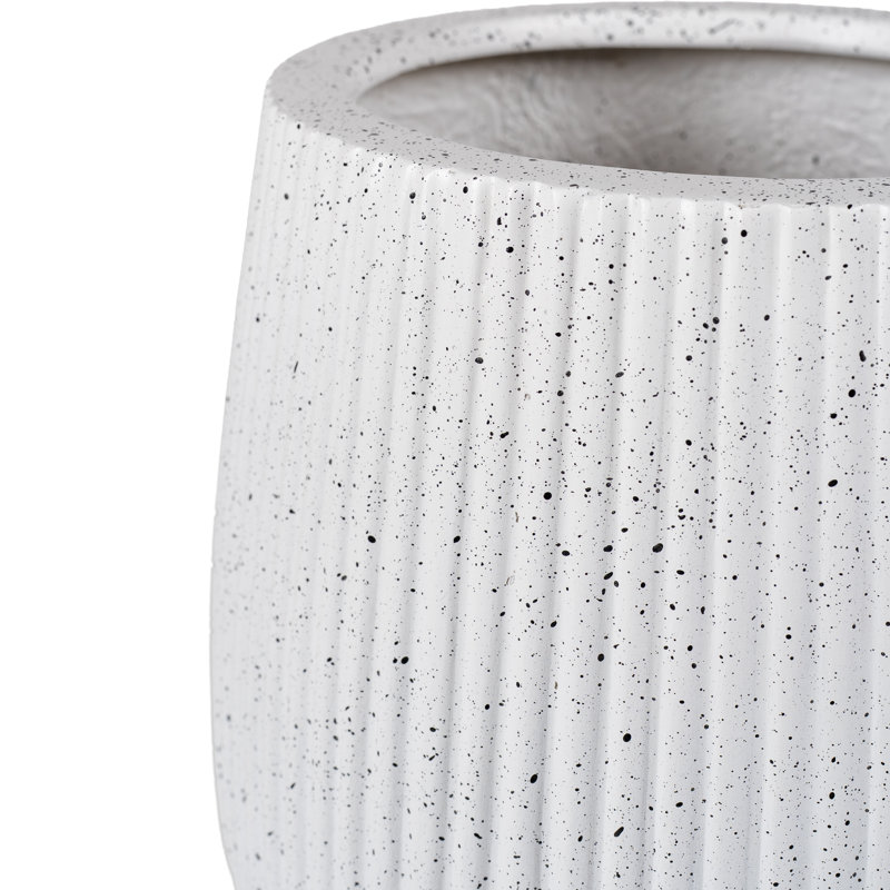 Pot à fleurs nervuré Wesham, 11" L x 11" W x 11.75" H, Blanc moucheté