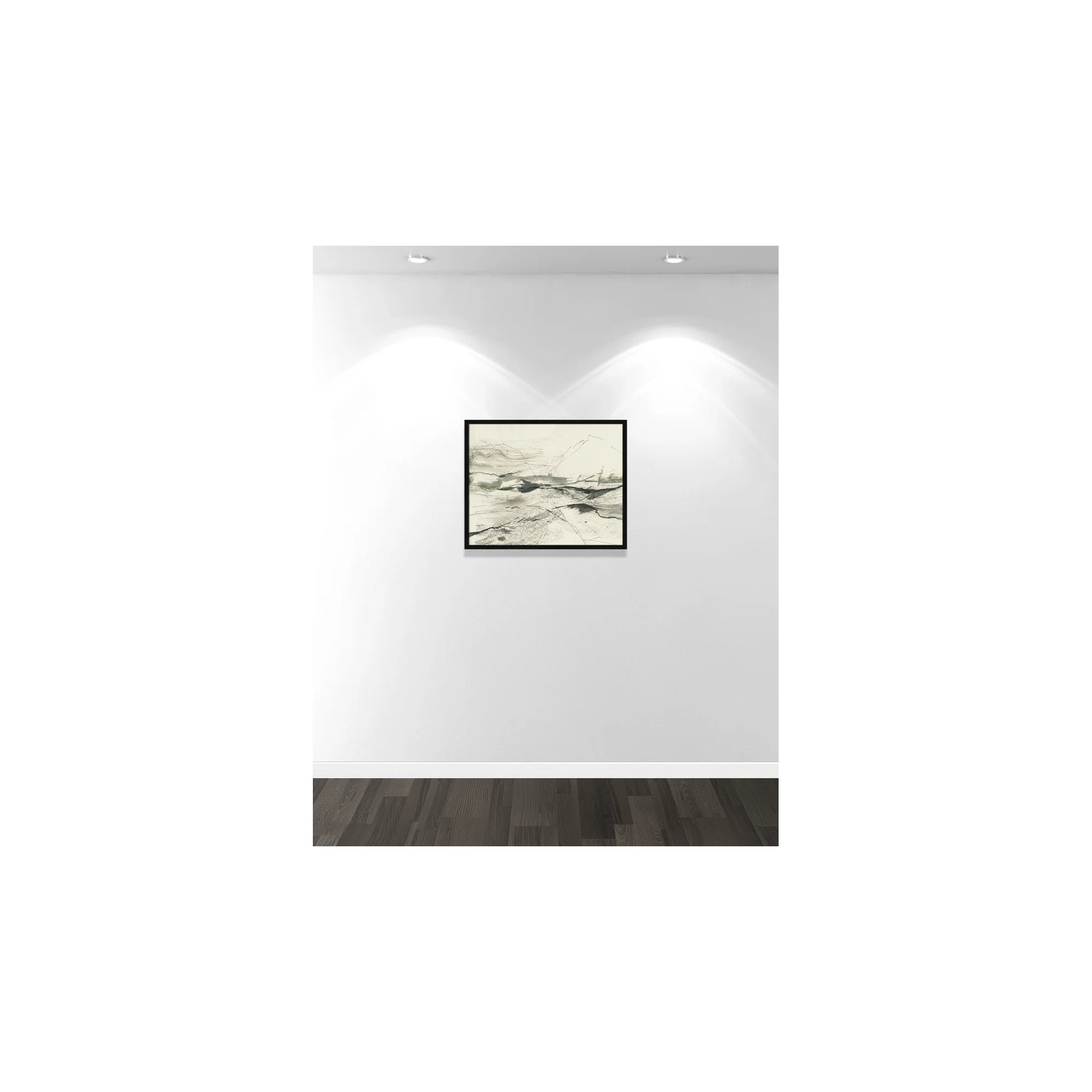 Green Sketches by PI Studio, Black Slim Picture Framed, 13" H x 15" W x 0.75" D, No Mat