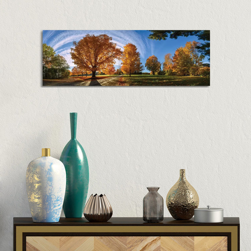 At Countryside Rural Road New England 1 Piece Wrapped Canvas Panoramic Wall Art, 30.48 cm H x 91.44 cm W