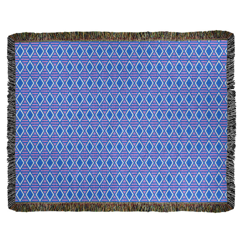 Couverture tissée Katelyn Elizabeth, l 50 po x L 60 po, Geometric Diamonds, Blue/Purple