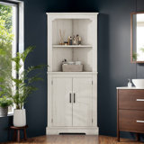 Tall Corner Cabinet with Doors, Space-Saving Freestanding Corner Storage Organizer for Living Room, Bathroom, Dining Room, Kitchen, Dark Walnut Finish, Adjustable Shelves for Versatile Storage