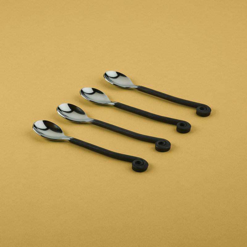 Treble Clef Matte Black Stainless Steel Mini Spoons Set