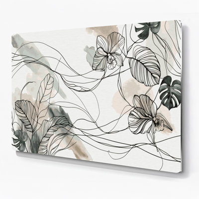 Botanical Minimalist Line Botanical Art White Metal Wall Art