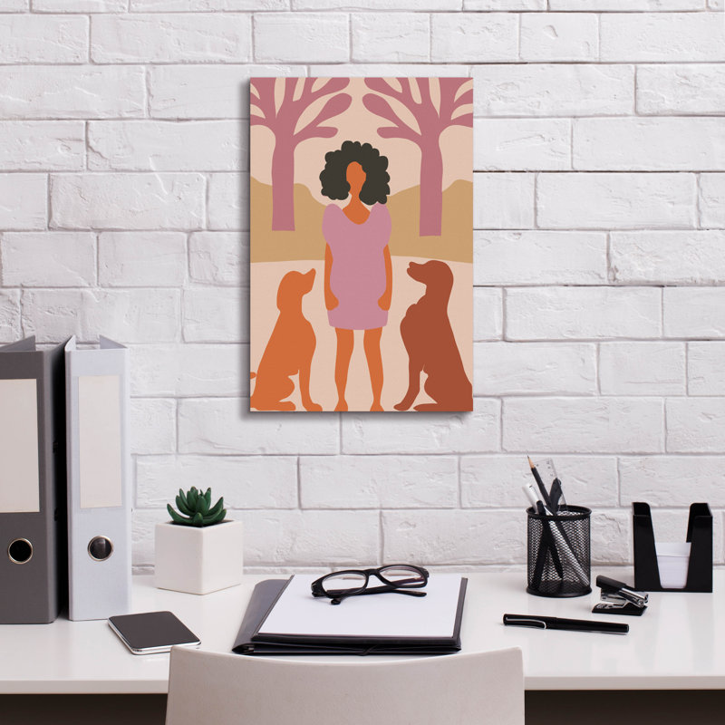 «Lady In Dog Park» par Andreas Magnusson, art mural sur toile, 18 po x 26 po, H 18 po x l 12 po x P 0,75 po