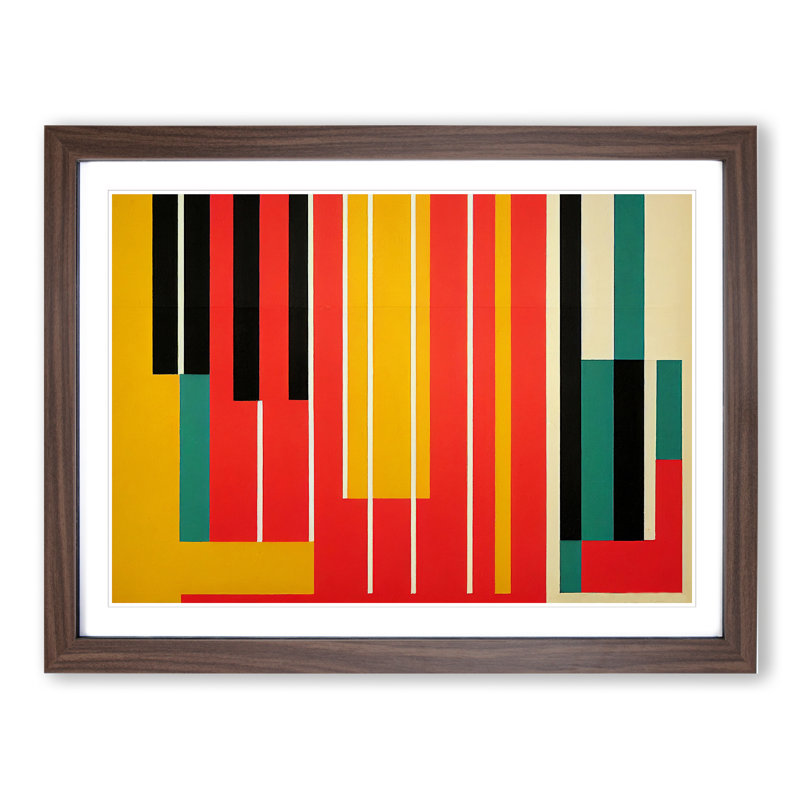 XH1022-6059X Modern Bauhaus Art Vol.5 Abstract 1 Piece Single Picture Frame Wall Art, 25cm H x 34cm W, Walnut